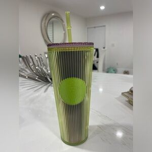 Green Tumbler with Straw